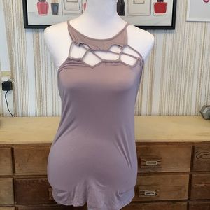 Red BKE tank with cut out details sz large